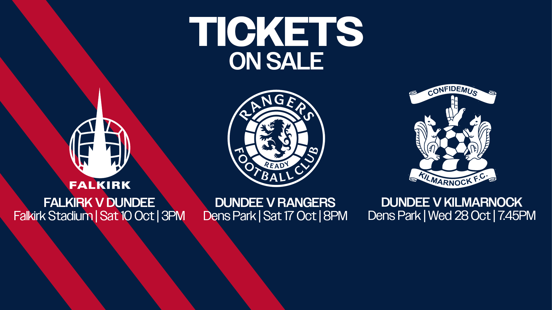 Tickets On Sale | Falkirk, Rangers, Kilmarnock